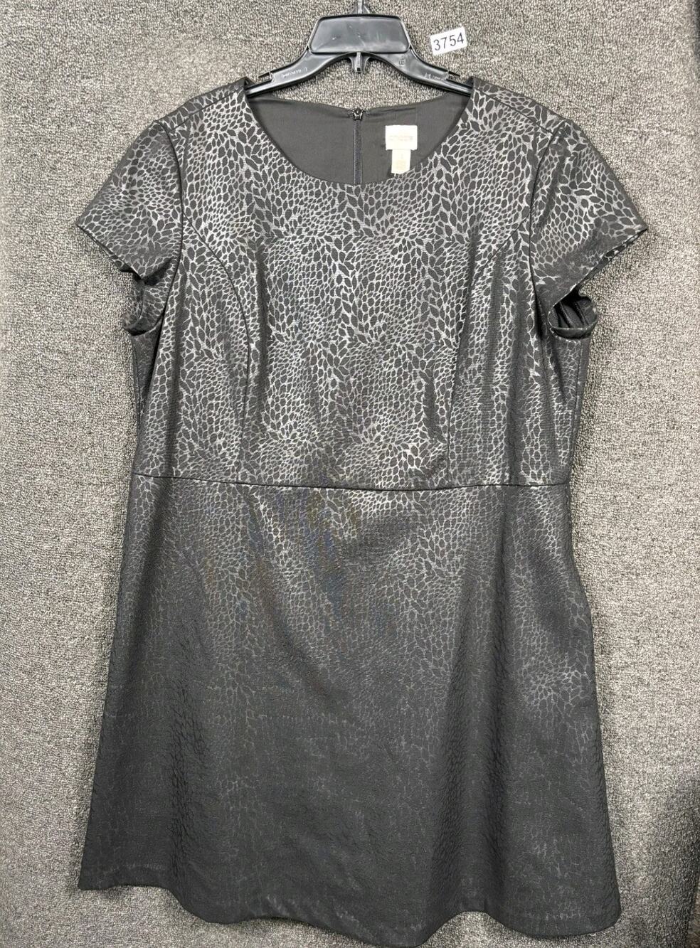 Chico's Faux Snakeskin Short Sleeve Sheath Dress Womens Size 4 US XXL Black